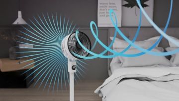 Ilustrace proudění vzduchu u cirkulátoru vzduchu Meaco Fan Sefte® 10P